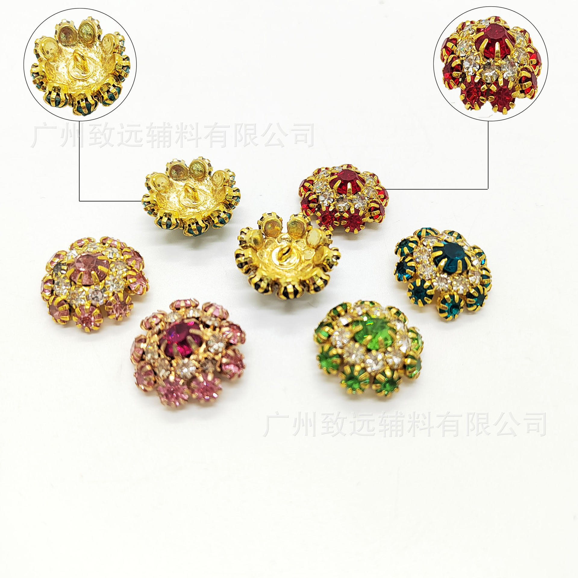 Botones de metal soldados de alta gama para manualidades, botones decorativos con diamantes de imitación para sombreros y camisas.