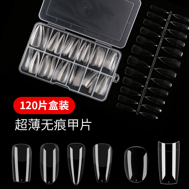 120 Pieces of Nail Art Tips, Trapezoidal Water Drop Almond Matte Full Cover and Half Cover Extension Nails, Exclusively for Cross-Border Sales, Boxed, Brightening Effect