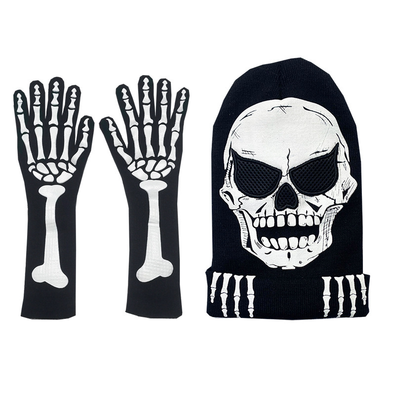 亚马逊欧美跨境夜光骷髅头骨爪手套万圣节发光手套Skull Gloves|undefined