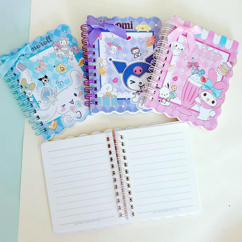 Sanrio coil notebook A7 high-looking Kurome side-turn lace student diary portable pocket notebook