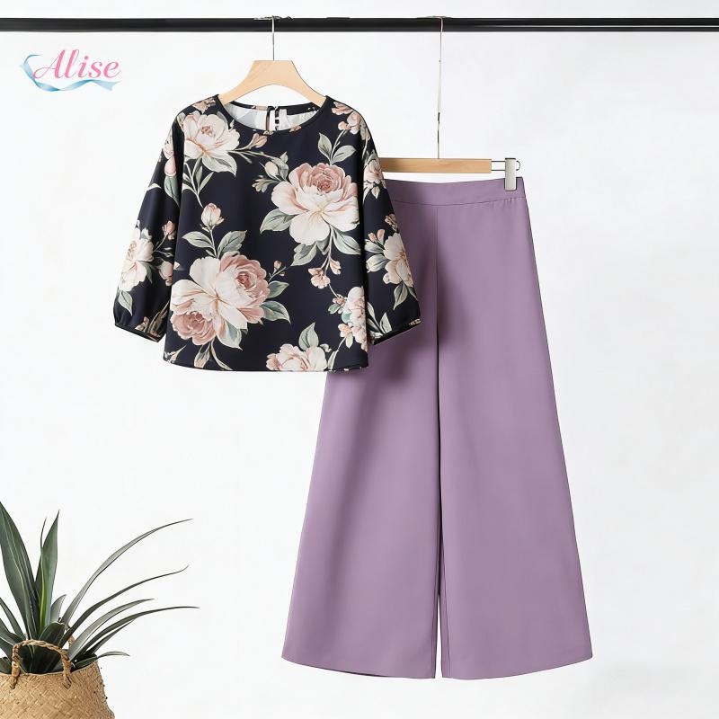 Pantaloni a gamba larga stampati alla moda 2025, due pezzi, stile autunnale europeo e americano, commercio estero transfrontaliero in poliestere_voghion.com