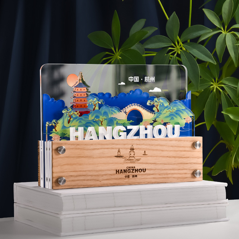 Creative Multi-Layered Acrylic Trophy Production Logo Landmark Building Replica High-End Anniversary Trophy