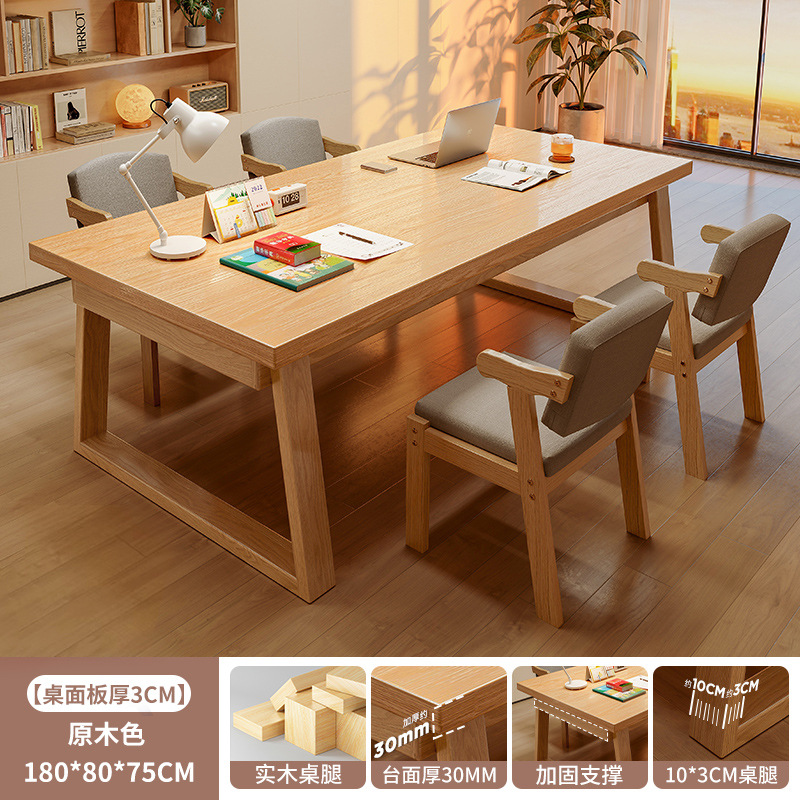 Salón de estar escritorio largo para la sala de estar escritorio de escritorio escritorio de madera maciza escritorio de computadora para estudiar doble mesa larga