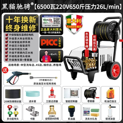 Black Cat High-Pressure Car Washer: Car washing machine - italian-brand-pump6500w-220v-325kg-pressure-26l-flow-rate-20m-hose-high-pressure-coiled-hose-version