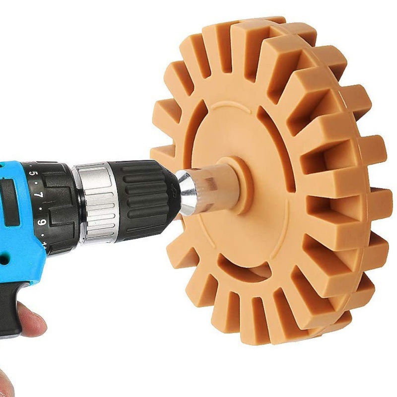 贴膜去除器橡皮轮4英寸橡胶擦除器贴纸带钻头转接器胶粘剂去除器