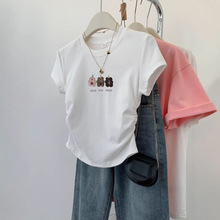 工厂直销纯棉女装短袖t恤重磅宽松潮流印花上衣t恤打底衫一件代发
