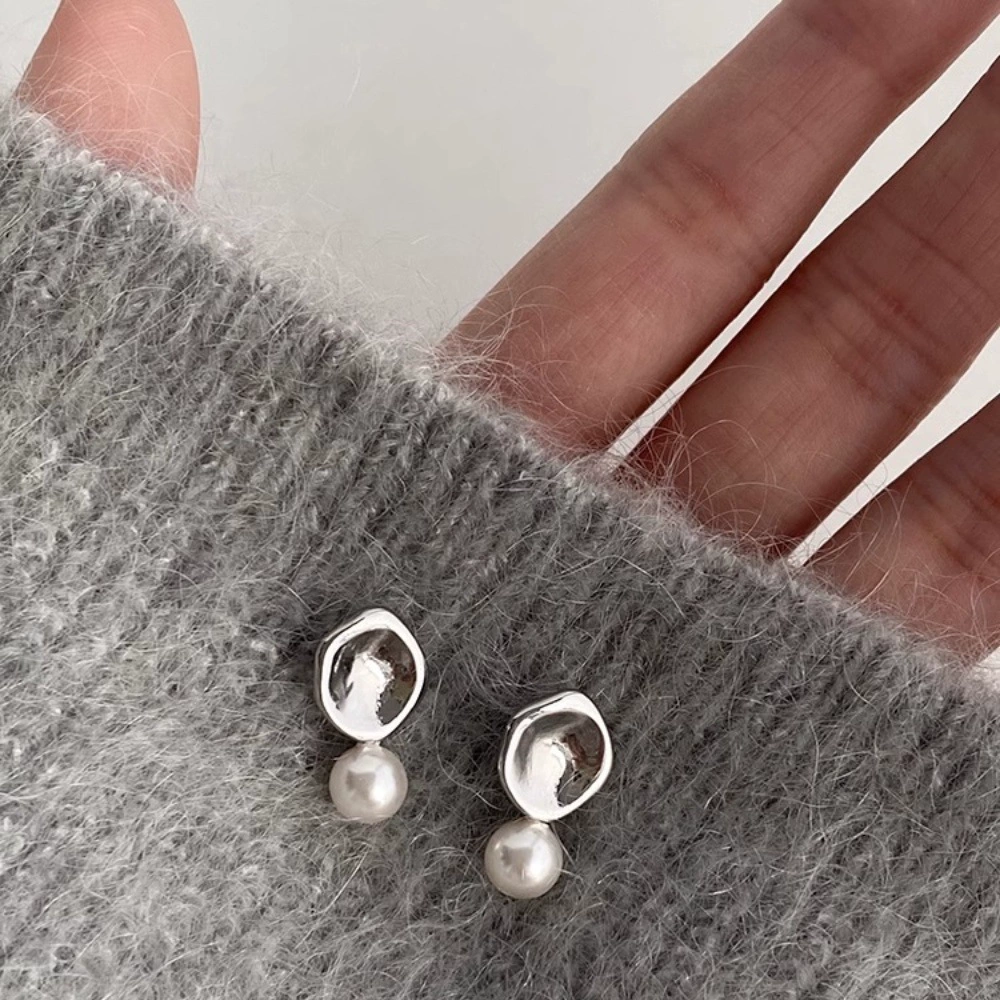Earrings from pearl, small design ear clips, silver 925 sample