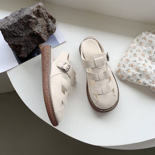 Sandals for women  new women's shoes summer and Korean version Baotou flat bottom student sandals women's one-word Roman shoes wholesale for women