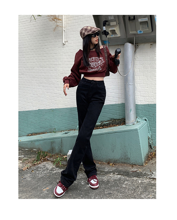 韩版复古高腰直筒牛仔裤女2024夏季新款弹力修身显瘦百搭烟管裤子详情10