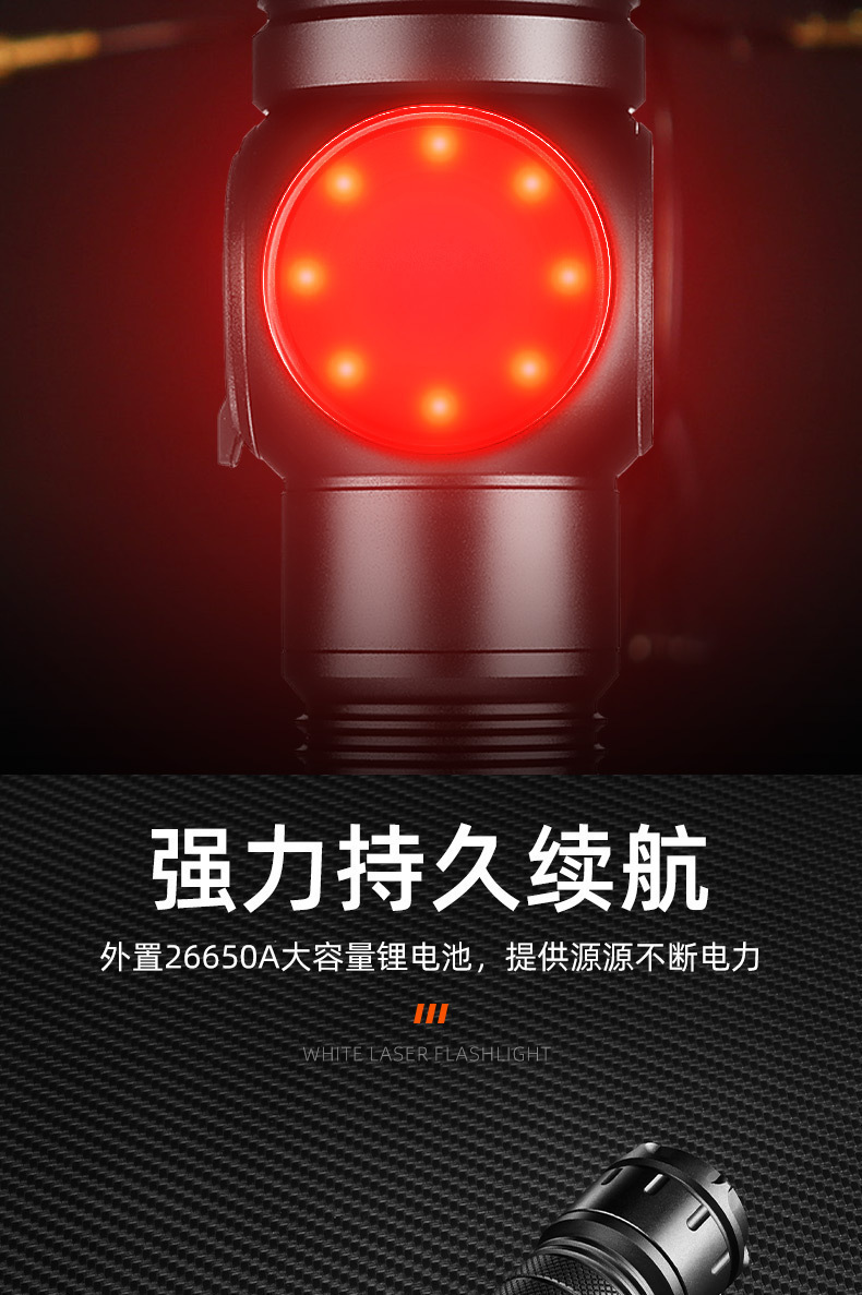 Cross-border digital display power indicator, high-brightness flashlight with zoom, long-range side light, floodlight for home emergency, outdoor hiking, cycling, rechargeable