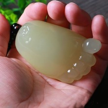 天然阿富汗玉猫眼玉石猪貔貅手把件青白玉金蟾白菜玉器文玩