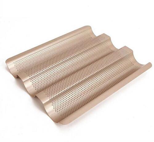Super sale 3-piece French baguette mold, non-stick bread baking pan, wavy toast grinder, large 3-slot baguette mold