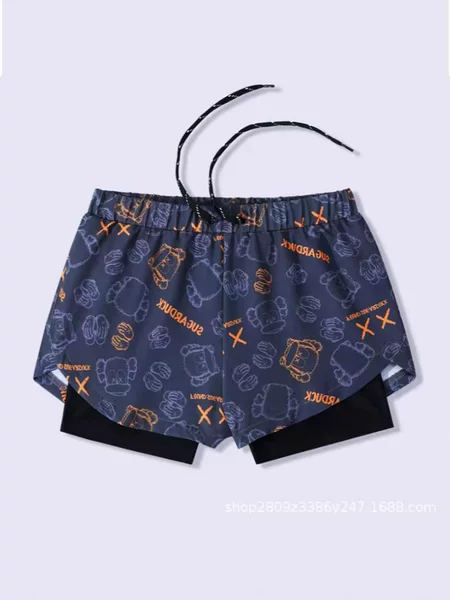 Children's Swimming Trunks for Boys and Girls, Professional Double-Layer Swimwear for Older Children, Anti-Embarrassment, Quick-Drying, Breathable Boys' Boxer Shorts