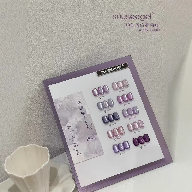 束色美博会新款10色风信紫猫眼小套胶指甲油胶美甲美甲店小套装