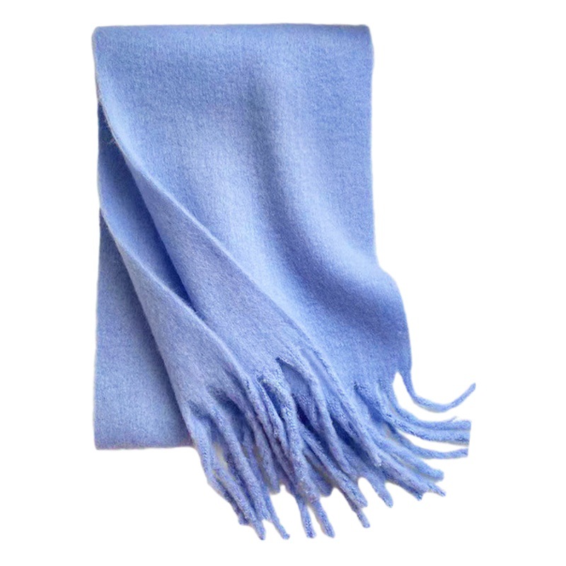 2025 新しいソリッドカラーのスカーフ女性の雰囲気ソフトワックス状暖かい小さなショール冬厚いモヘアカップルスカーフ