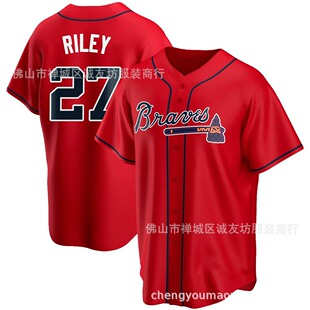 Warriors 27 Red Fans Baseball Uniforms Jerseys Mlb Braves Riley Jersey Dropshipping