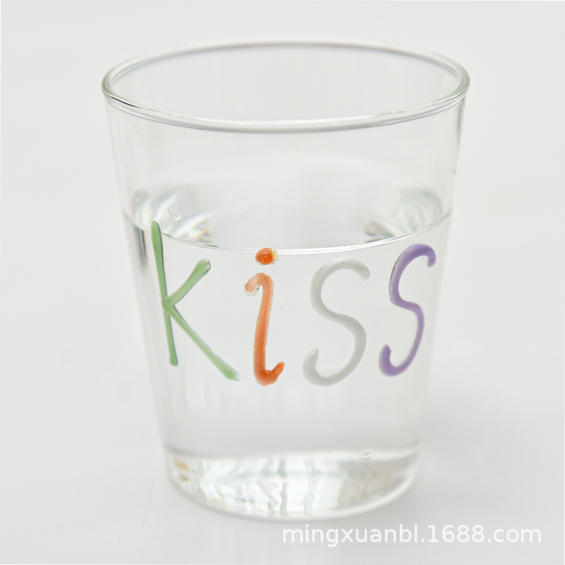 Pintado a mano de letras de colores graffiti vidrio ins borosilicato de vidrio resistente al calor taza de jugo taza de café taza de leche