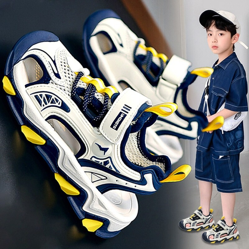 Sandalias para niños Baotou 2026 verano nuevo estilo de moda infantil zapatos casuales de malla transpirables zapatos de playa zapatillas