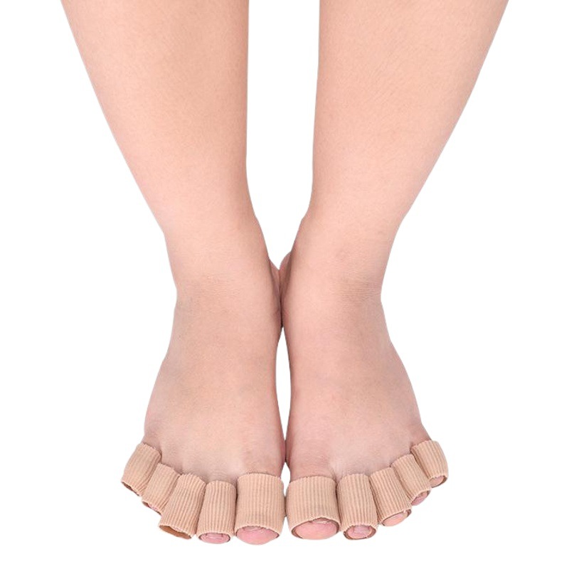 Fibra transpirable silicona dedo protector manga toe calns set toe split manga dedo pie cuidado separador