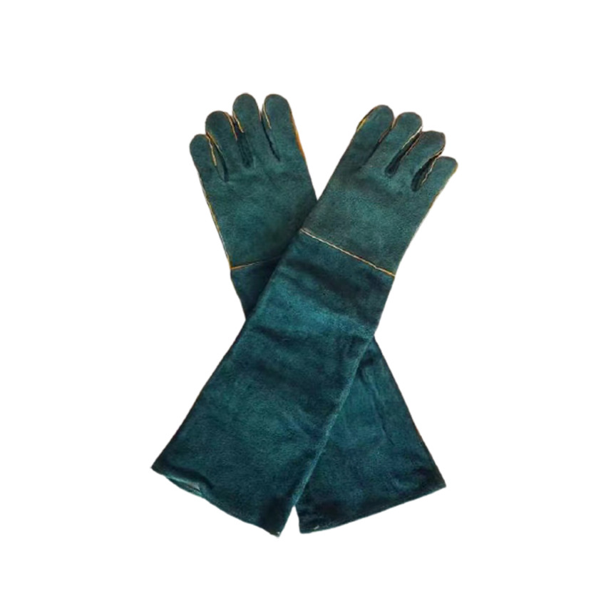 厂家直销60CM加长二层牛皮手套电焊隔热隔烫防咬防抓劳保防护手套