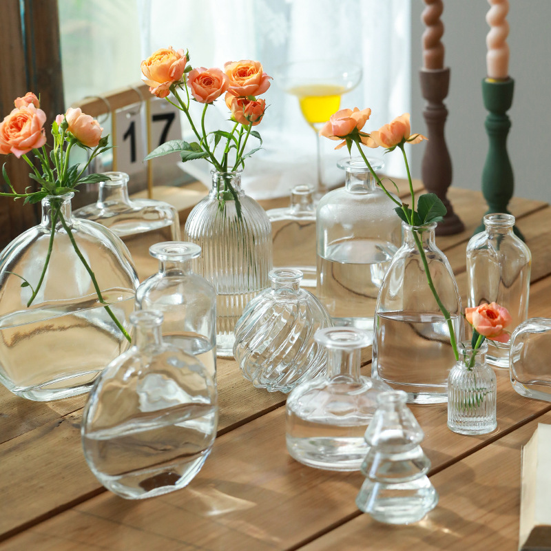 대외 무역 유리 작은 꽃병 작은 구경 빛 럭셔리 스타일 홈 수경 꽃 도자기 꽃 배열 아로마 테라피 병