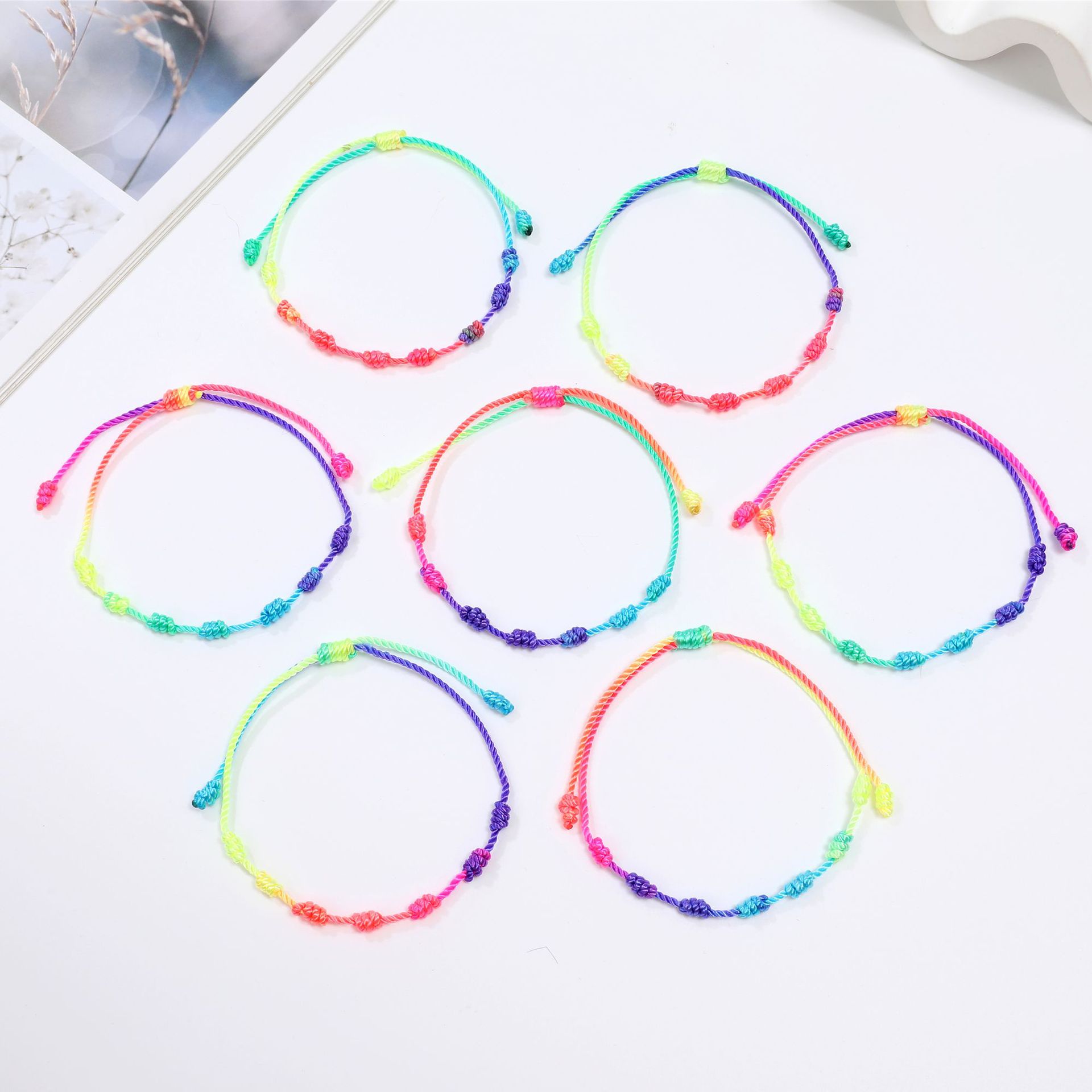 4g Weight Slider Clasp Closure Clasp Closure Type Bracelets Classification Polyester Chain Material Cord String Chain Type 1 Piece Quantity Daily Occasion Polyester Material Geometric Pattern All Seasons Season Unisex Gender Knitting Design Casual, Ethnic Style Style Casual Ethnic Style Geometric Polyester Cord String Slider Clasp Closure String Bracelets Wholesale 12