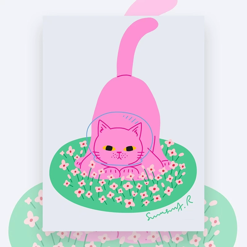 Масляная картина на холсте Meow Star Decper-up, минималистичное аниме, несколько размеров постера
