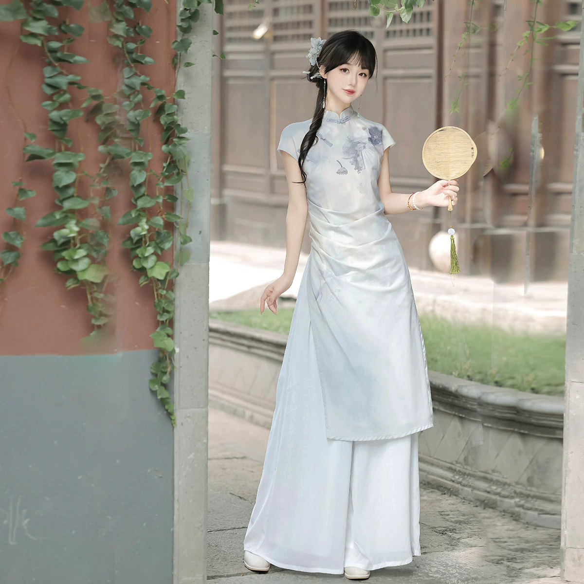 Оригинальный дизайн Yanyu Lou, новый женский повседневный костюм в китайском стиле в национальном стиле, новый брючный костюм Cheongsam X142