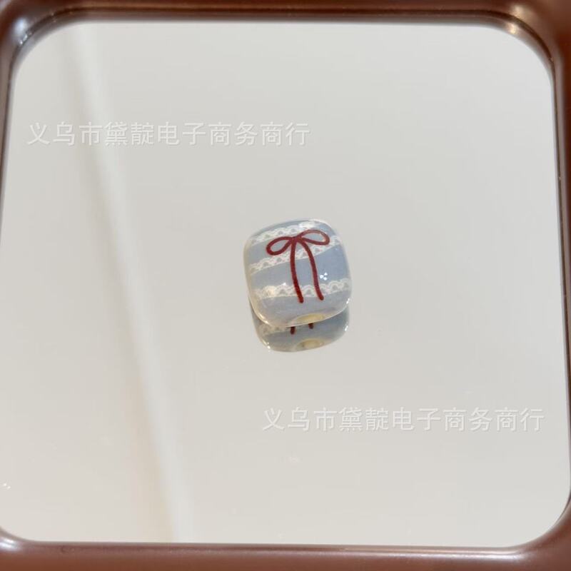 复古蓝粉色系格纹馒头珠 diy亚克力包挂手机链钥匙扣服饰配件材料|undefined