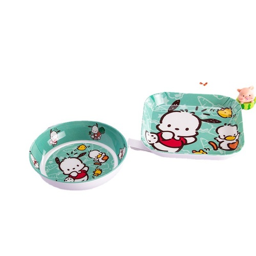 New Creative Pacha Dog XO Cool Penguin Children's Tableware Set Baby Cartoon Plate Imitation Porcelain Rice Bowl Cup