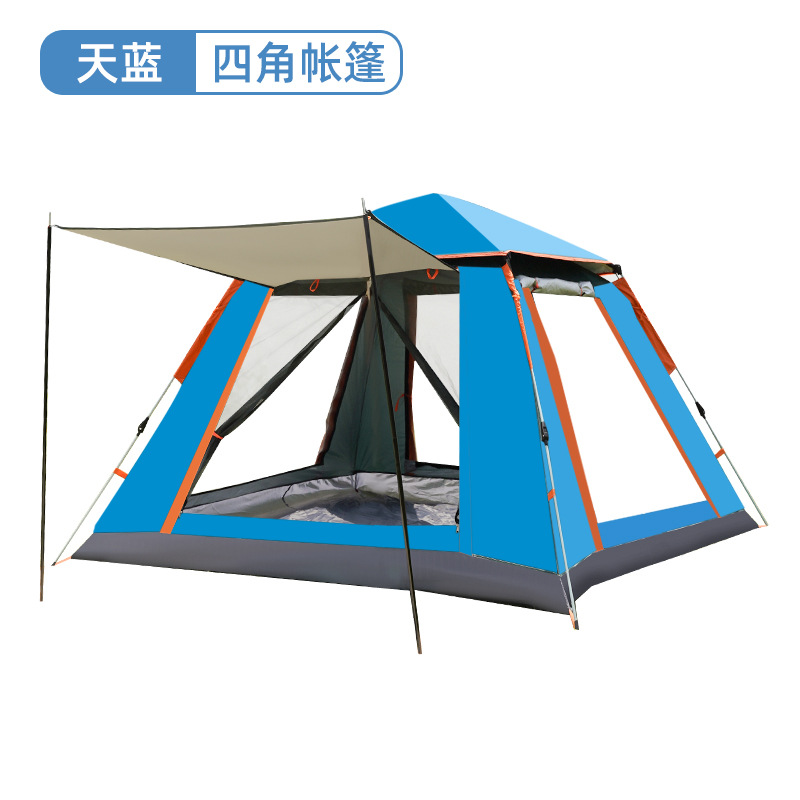 Tienda de campaña al aire libre 3-4 personas camping engrosada automática ultra-ligero equipo acampar al aire libre a prueba de lluvia playa carpa de cuatro lados