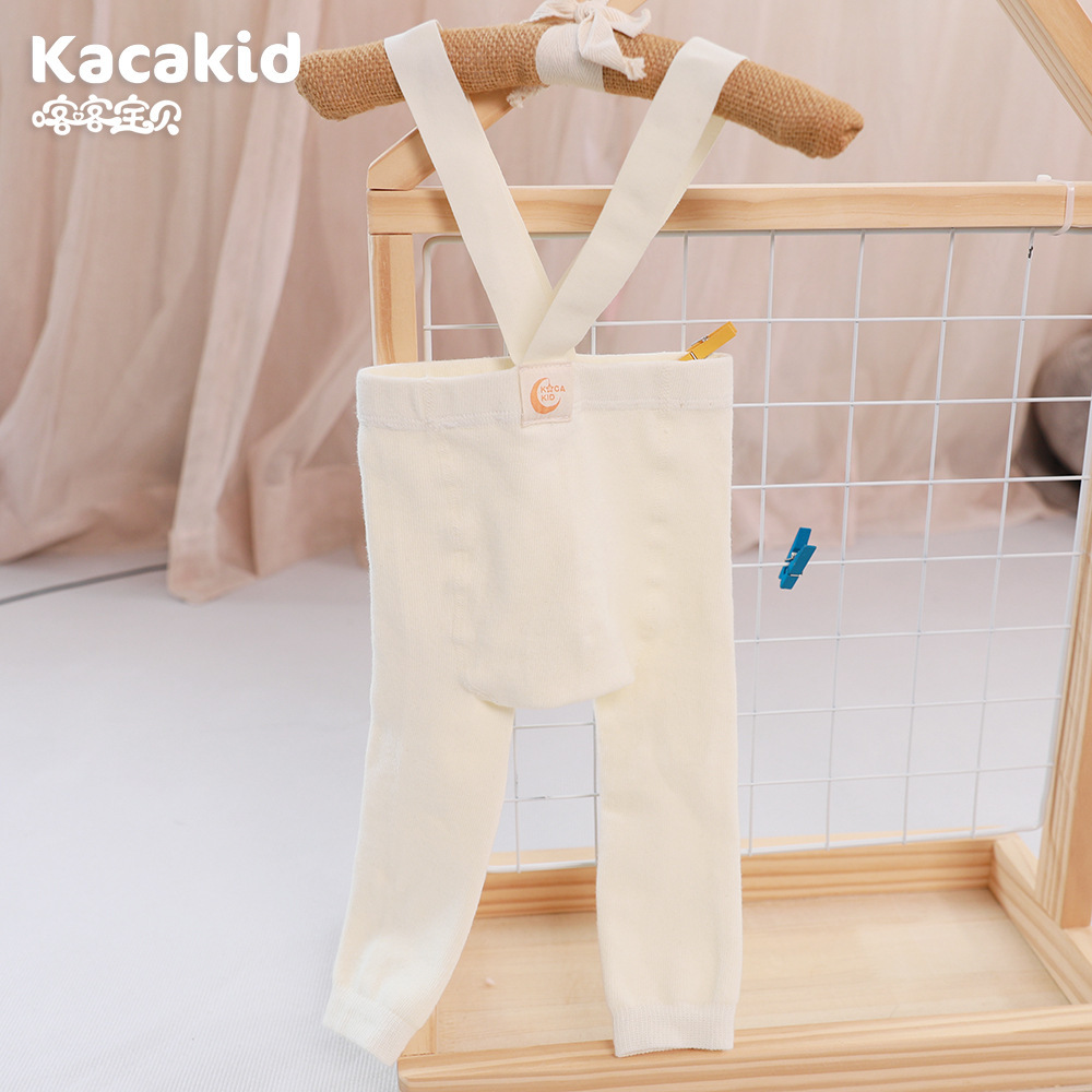 Pantimedias de correa para bebé de primavera y otoño cuidadosamente seleccionadas, pantimedias de protección del vientre de cintura alta, leggings de color sólido para bebés y niños pequeños