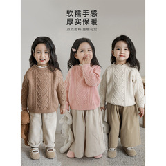 丘哆萌兒童純色套頭毛衣2024春秋新款女童時尚韓版線衣寶寶針織衫