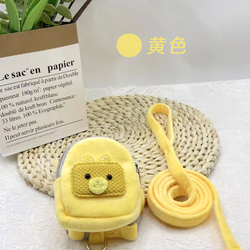 Mochila para mascotas oso de peluche Correa gato perro correa de pecho Cadena de perro cuerda para caminar monedero gato cuerda para caminar