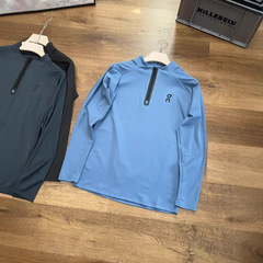 On アクティブ-T 快適で通気性のあるメンズハーフジップスポーツ長袖Tシャツ、春の新作、ワンピース発送