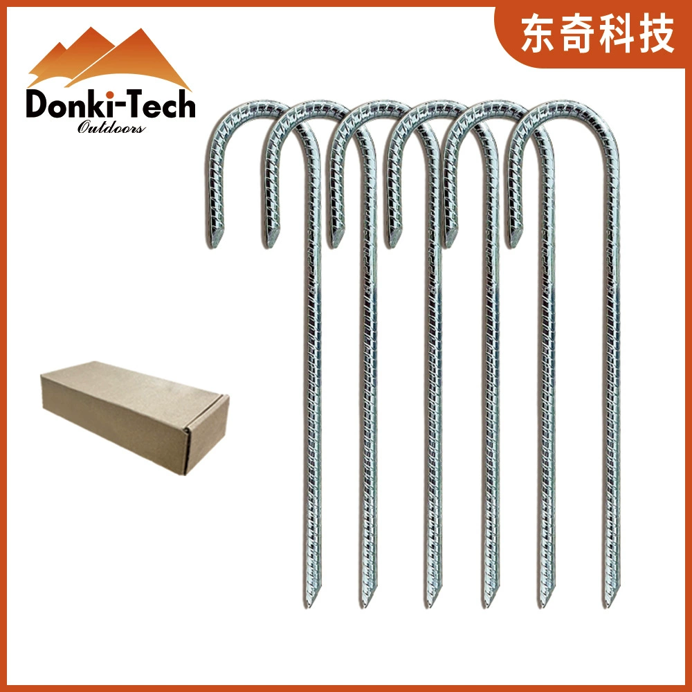 Стальные гвозди с резьбой J-типа для наружного использования, сверхпрочные гвозди для палаток M6 M8, стальные J-образные гвозди, большие стальные резьбовые гвозди, 8 шт.