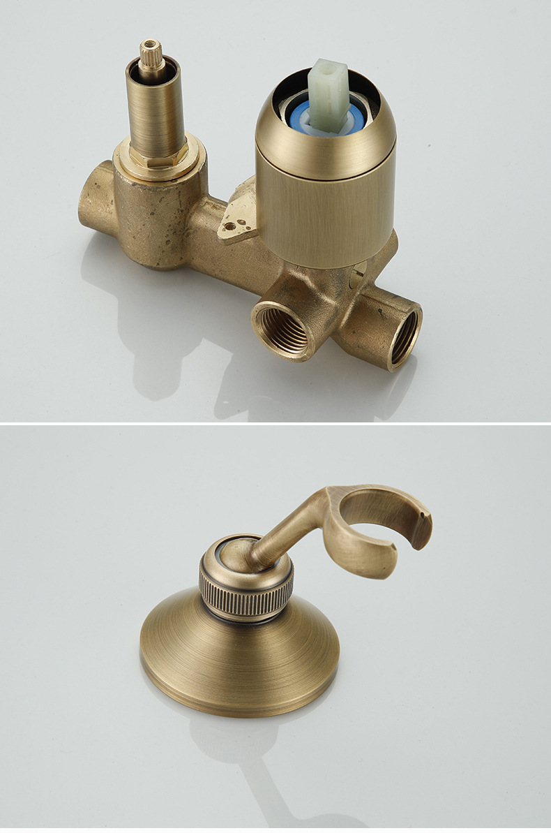 Brass retro concealed shower head, built-in wall-mounted pre-embedded shower set, household mixing valve, antique style undefined