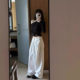 Black Shoulder Collar Shoulder Long-sleeved T-shirt Women's Early Autumn New Style Spice Girls Slim-fit Slimming Niche Chic Top Trendy