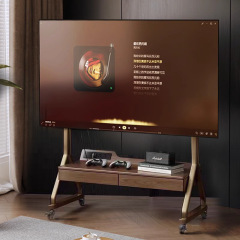 チェリーウッド無垢材テレビキャビネット可動テレビホームシンプルな小さなアパートのリビングルーム一体型モバイルフロアスタンド