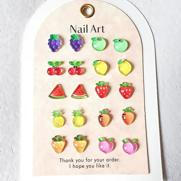 Internet-Famous Summer Fruit Strawberry Grape Apple Cartoon Nail Art Accessories Mixed Batch Sweet and Cute Resin Accessories for Nail Art