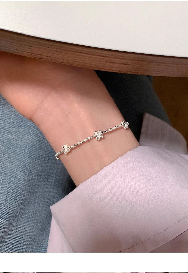 7g Weight Bracelets Classification 925 sterling silver Chain Material 1 Piece Quantity Daily Occasion 925 Sterling Silver Material Butterfly Pattern Women's Gender Beaded, Polishing Design Sweet, IG Style Style 925 Sterling Silver Bracelets Sweet IG Style 8