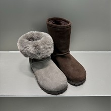 欧货复古真皮雪地靴女短靴2025冬季新款平底加绒保暖棉鞋棉靴子潮