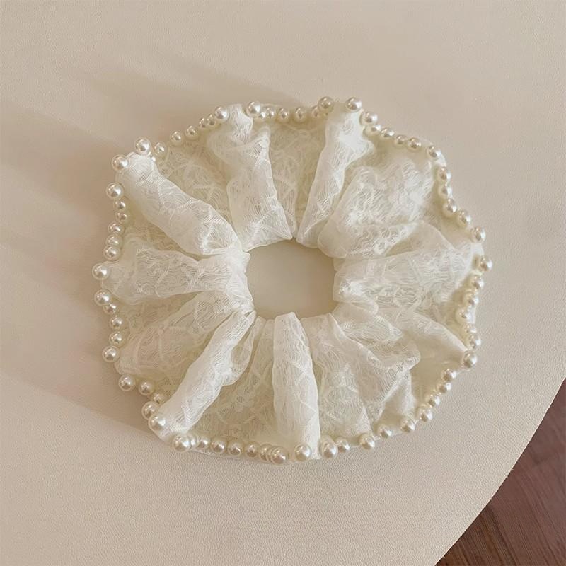 Elástico de cabelo grande em mesh com pérolas acessório_voghion.com