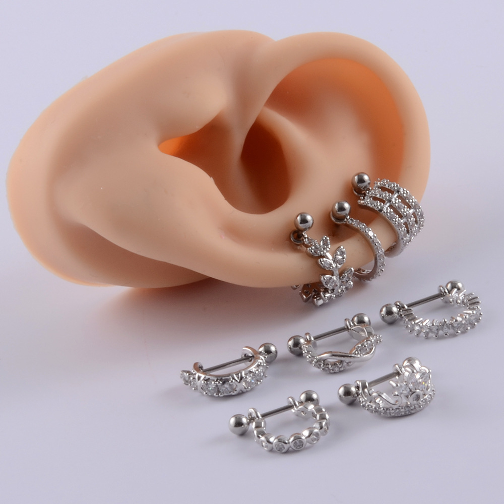 1 Piece Lady Heart Shape Inlay Stainless Steel Zircon Ear Studs display picture 1