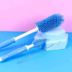 Direct Factory Supply 360° Rotating Baby Liquid Silicone Bottle Brush, Baby Nipple Cleaning Brush Set with Colored Box