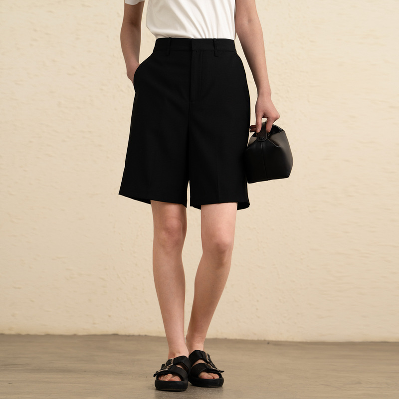 [Group Luxury Fabric] Super220 Count Worsted Wool Bermuda Shorts Commuting Five-Fifth Pants Z34141