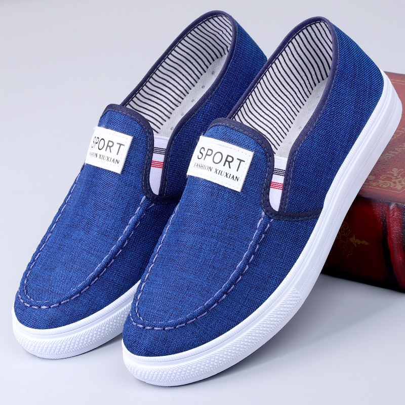 Single shoes  new denim shoes low-top slip-on casual sneakers flat heel canvas breathable work shoes