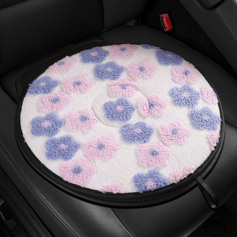 2025 New Flower Lambskin Wholesale Car Seat Cushion Cross-Border Cartoon Interior Supplies Winter Single Seat Cushion