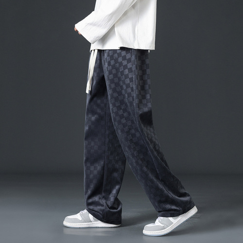 Linen pants for men, spring and summer loose straight-leg wide-leg guard pants, men's Hong Kong-style fashion brand sporty casual long pants