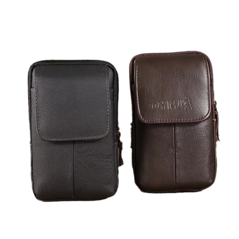 2023男士腰包穿皮带多功能牛皮手机包挂腰手机腰包